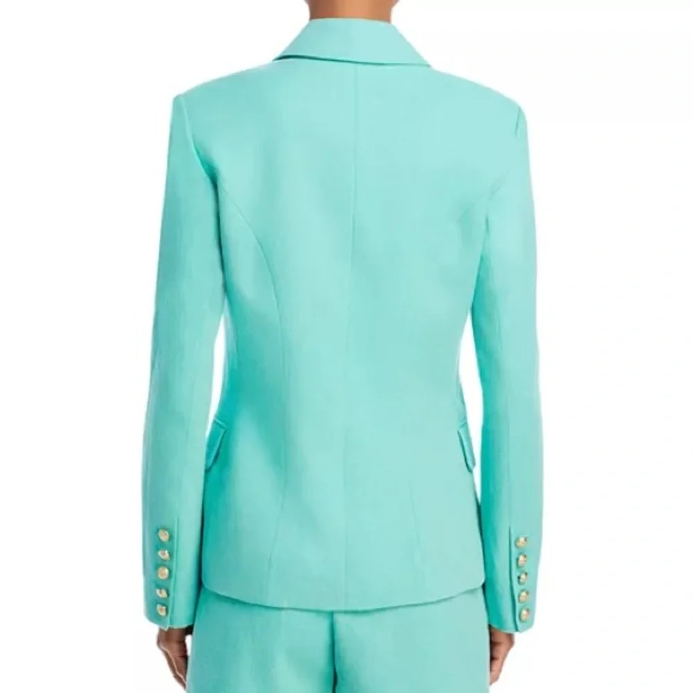 L’AGENCE Kenzie Double Breasted Cotton / Linen Blazer Seafoam NWT Size 0 - Picture 4 of 8